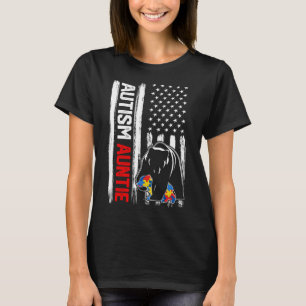 T-shirt Autisme vintage Tante Ours American Flag Sensibili