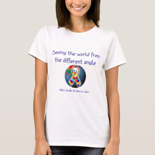 T-shirt Autisme voyant le monde de l'angle différent (Devant)
