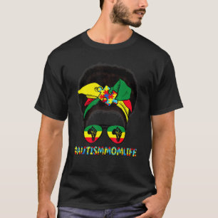 T-shirt Autiste Autisme Maman Vie Messager Bun Black Women