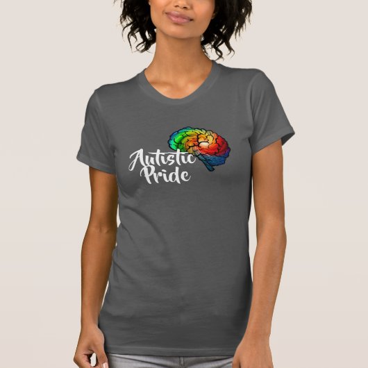 T-shirt autiste de cerveau d'arc-en-ciel de fierté (Devant)