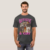 T-shirt Autistic and Gay Funny Cat Meme Bootleg retro (Devant entier)