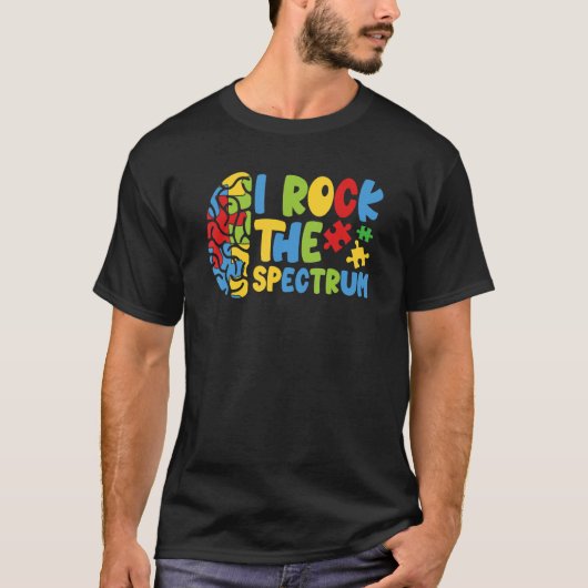 T-shirt Autistic Boys Autism Awareness I Rock The Spectrum (Devant)