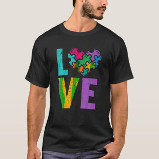T-shirt Autistic Kids Puzzle Pièces Heart Love Autism Awar