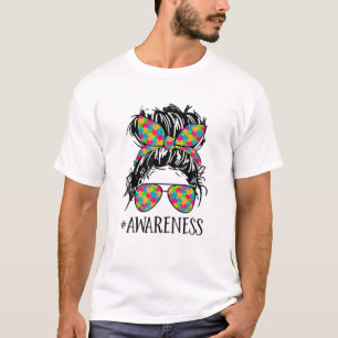 T-shirt Autistique Maman Vie Messy Bun Fête des Mères Auti