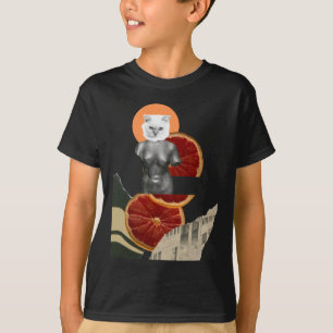 T-shirt Autocollant Chat en Marbre Blanc