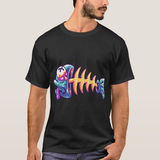 T-shirt Autocollant d'arête de poisson (Devant)
