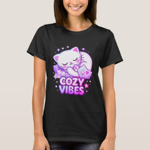 T-shirt Autocollant de chat Cozy Vibe Joli chat endormi