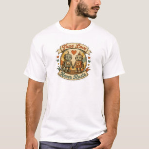 T-shirt Autocollant de couple de robots vintage