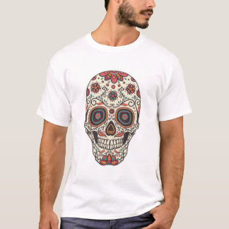 T-shirt Autocollant de crâne en sucre floral coloré