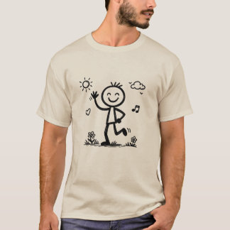 T-shirt Autocollant de doodle de personnage bâton dessiné