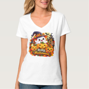 T-shirt Autocollant de fantôme mignon Happy Halloween Citr