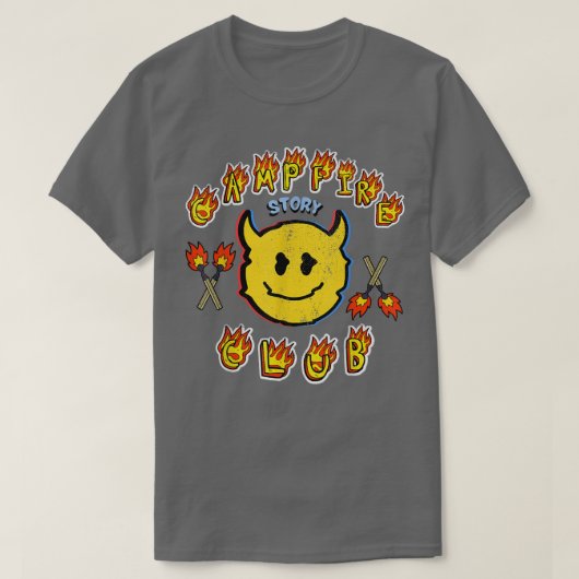 T-shirt Autocollant facial Devil Retro Éffrayant Campfire  (Design devant)