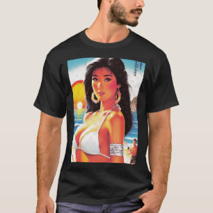 T-shirt Autocollant Fille Orientale Rétro