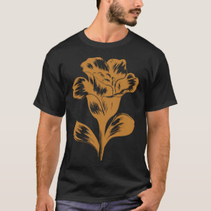 T-shirt Autocollant linogravure botanique vintage en or mo