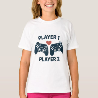T-shirt Autocollant pour couple de joueurs Player 1 Player