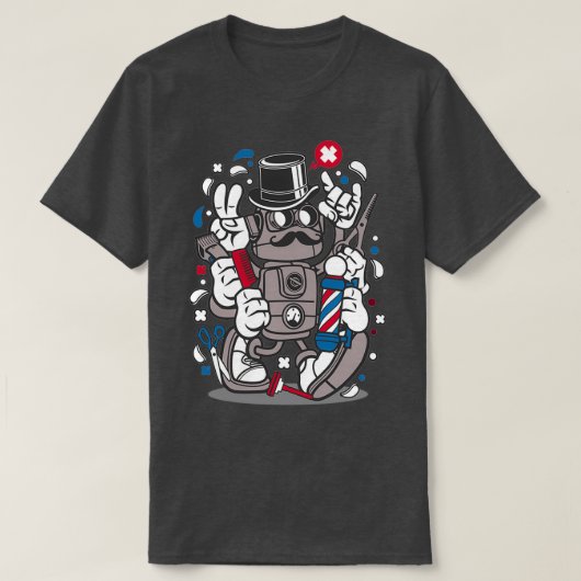 T-shirt Autocollant Robot Robot Coiffeur Urbain (Design devant)