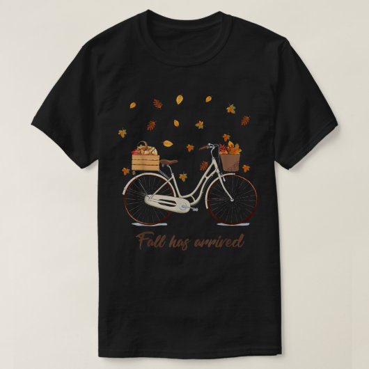 T-shirt Automne A Arrivé Bicyclette mignonne Feuilles Auto (Design devant)