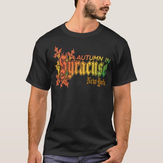 T-shirt Automne à Syracuse New York avec Feuilles automnal (Devant)