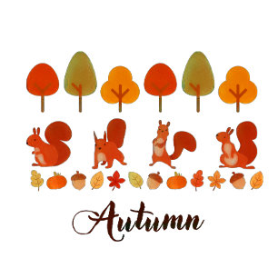 T-shirt Automne Automne Arbres et écureuils