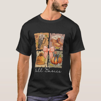 T-shirt Automne Base Citrouille Coquette Bow Automne Thank