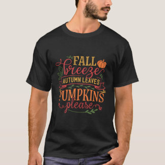 T-shirt Automne Breeze Automne Feuilles Citrouilles S'Il V