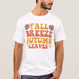 T-shirt Automne Breeze Feuilles Citrouille Halloween Super