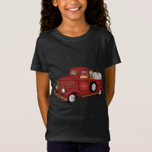 T-Shirt Automne Camion Rouge Automne Blanc Citrouilles Tha