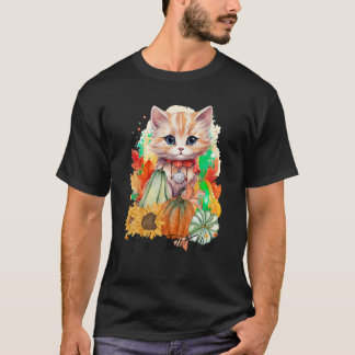 T-shirt Automne Chat C'est Automne Y tous les Citrouilles 