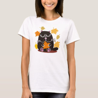 T-shirt Automne Chat Noir