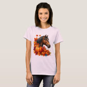 T-shirt Automne Cheval & Citrouilles - Chute confortable Q (Devant entier)