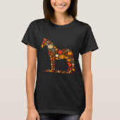 T-shirt Automne Citrouille Automne Cheval Thanksgiving Fem (Devant)