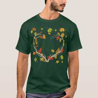 T-shirt Automne Feuilles Coeur Nature Amour Botanique Than