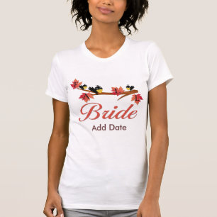 T-shirt Automne Feuilles Oiseaux Automne Mariée