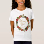 T-Shirt Automne Floral Fleur Fleur Fille Mariage Faveur<br><div class="desc">Ce t-shirt mignon est spécialement conçu pour votre fille mariage. Le design comprend une couronne de fleurs d'automne aux couleurs d'automne riches, dont le rose corail, le rouge, l'orange et la prune. Le texte est un élégant script doré, et il y a un endroit pour entrer son nom. Bonne façon...</div>