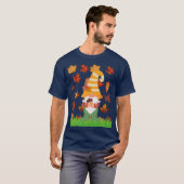 T-shirt Automne Gnome Acorn Brown Orange Automne Feuilles  (Devant entier)
