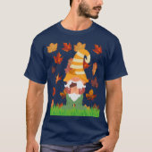 T-shirt Automne Gnome Acorn Brown Orange Automne Feuilles  (Devant)