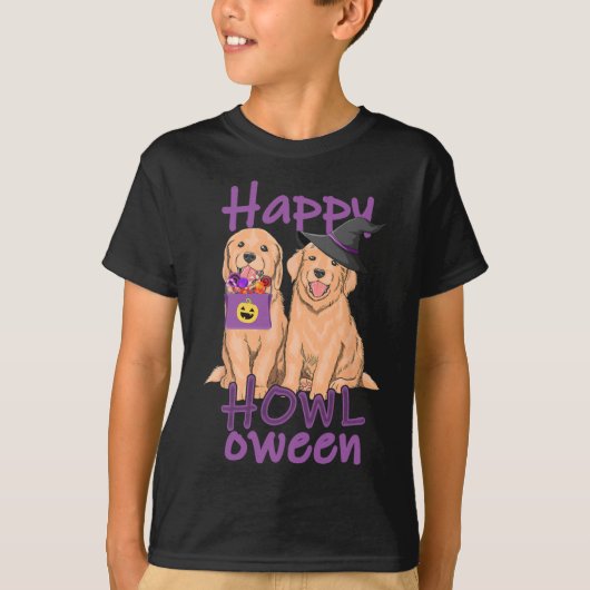 T-shirt Automne Golden Retriever Lovers Halloween Happy Ho (Devant)