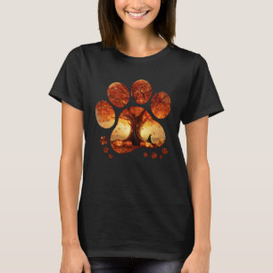 T-shirt Automne Halloween Citrouille Chat Dog Empreinte de