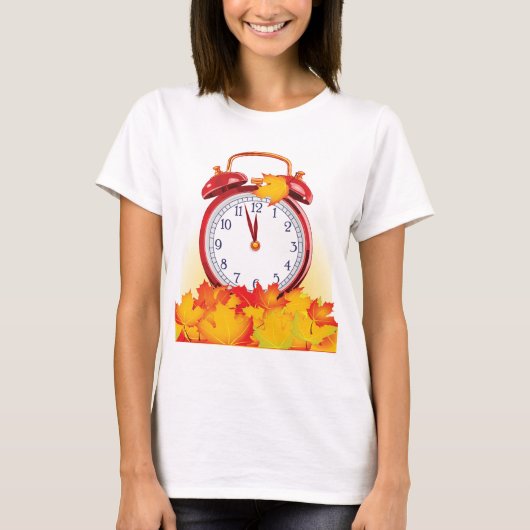 T-shirt Automne Heure Changer Feuilles Automne Et Horloge  (Devant)
