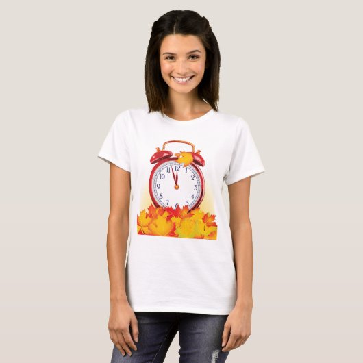 T-shirt Automne Heure Changer Feuilles Automne Et Horloge  (Devant entier)