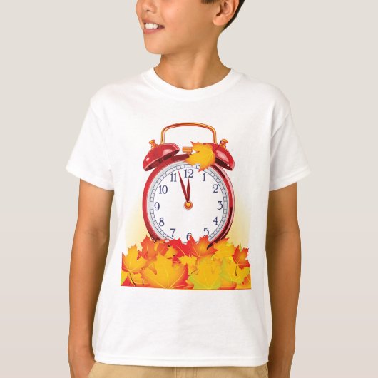 T-shirt Automne Heure Changer Feuilles Automne Et Horloge (Devant)