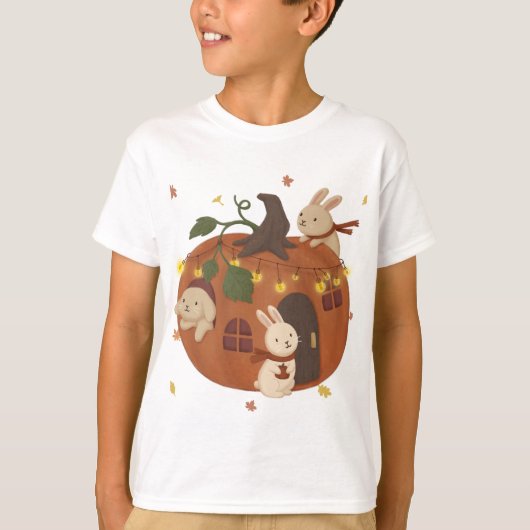 T-shirt Automne incroyable : Lapin et Citrouille (Devant)