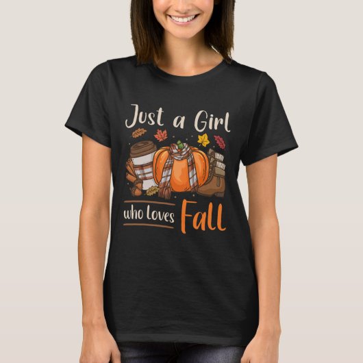 T-shirt Automne Juste Une Fille Qui Aime Tomber (Devant)