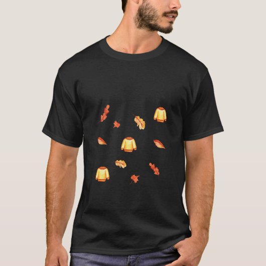 T-shirt Automne pull chaud et feuilles pelucheuses automne (Devant)