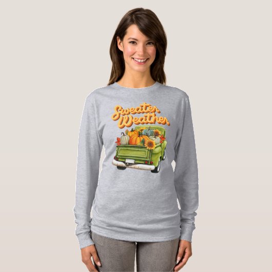 T-shirt Automne Récolte Retro Camion Camion Automne Tee (Devant entier)
