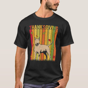 T-shirt Automne Retro mignonne Bull Terrier Chien Thanksgi