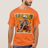 T-shirt Automne Skeleton Café Break Design (Devant)
