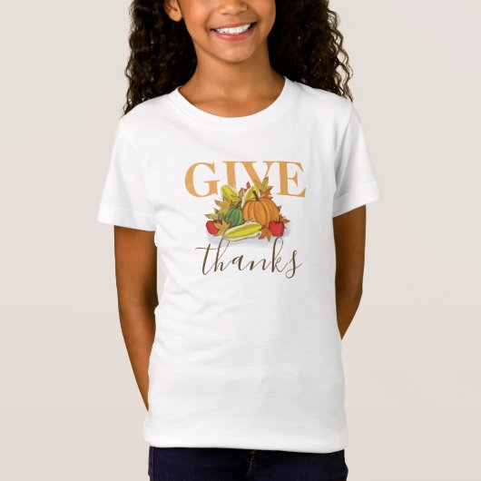 T-Shirt Automne Thanksgiving Remercier Typographie (Devant)