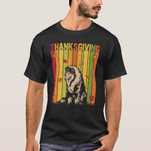 T-shirt Automne Thanksgiving Retro mignon Rough Collie Chi