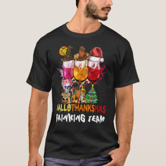T-shirt Automne Thème Boire Maman Squad Hallothanksmas Boi